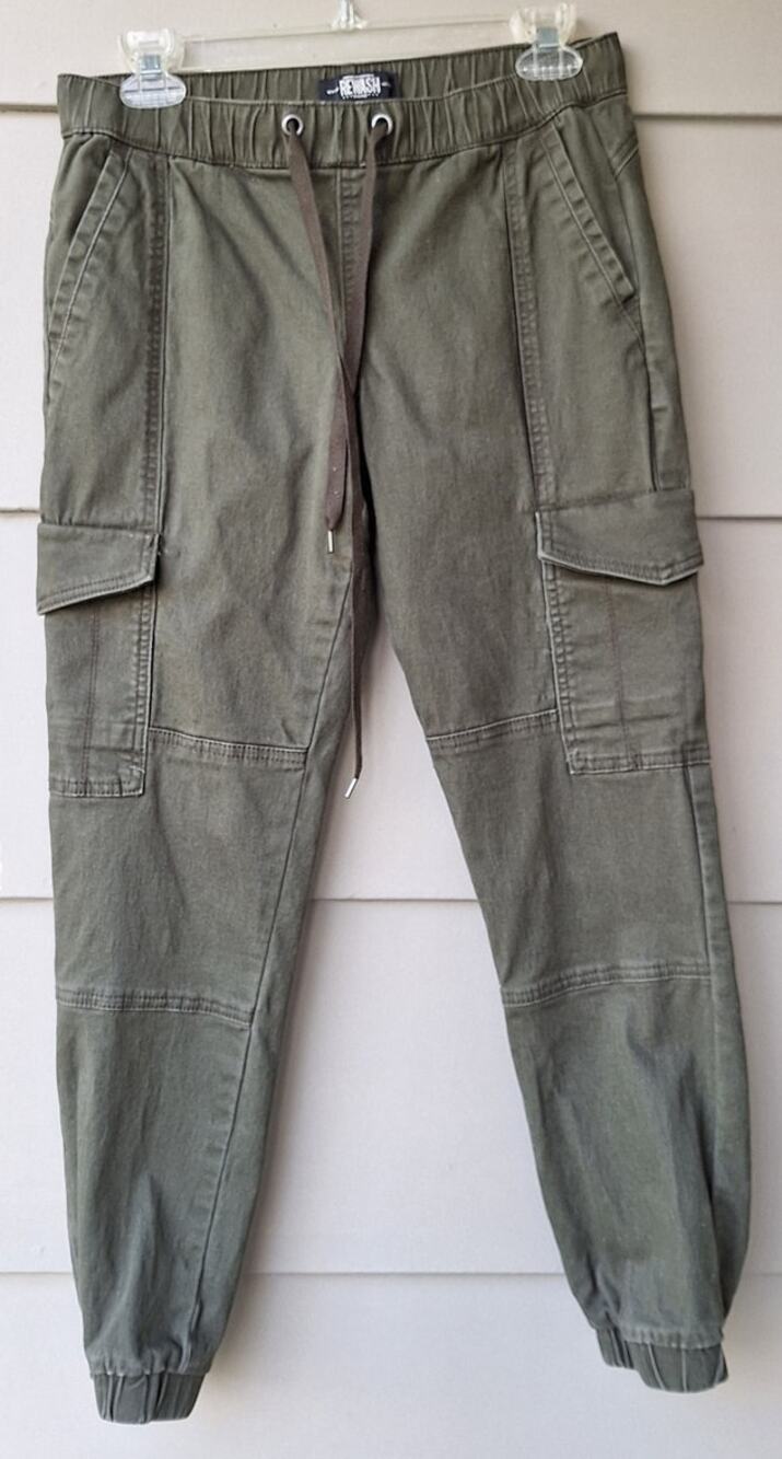 Rewash Los Angeles Jogger Cargo Military Olive Green Cotton Casual Pants Size M